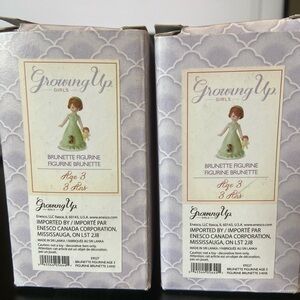 Enesco Growing Up Birthday Girl Figurine Brunette Hair Age 3